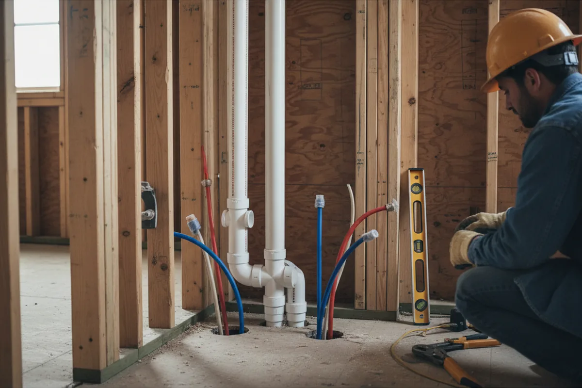 Drain and supply rough-in during Sump Pump Repair in Chester